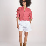 Camicia maschile in lino M012 951 ROSSO milaura 