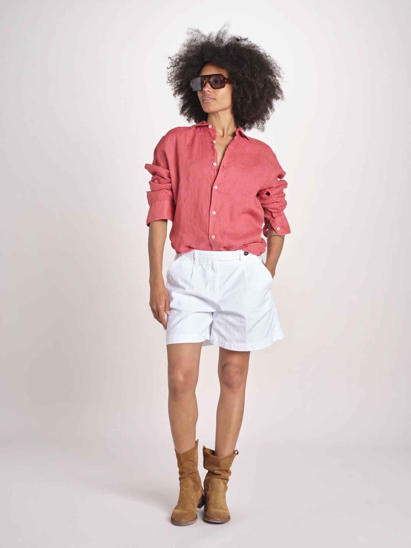 Camicia maschile in lino M012 951 ROSSO milaura 