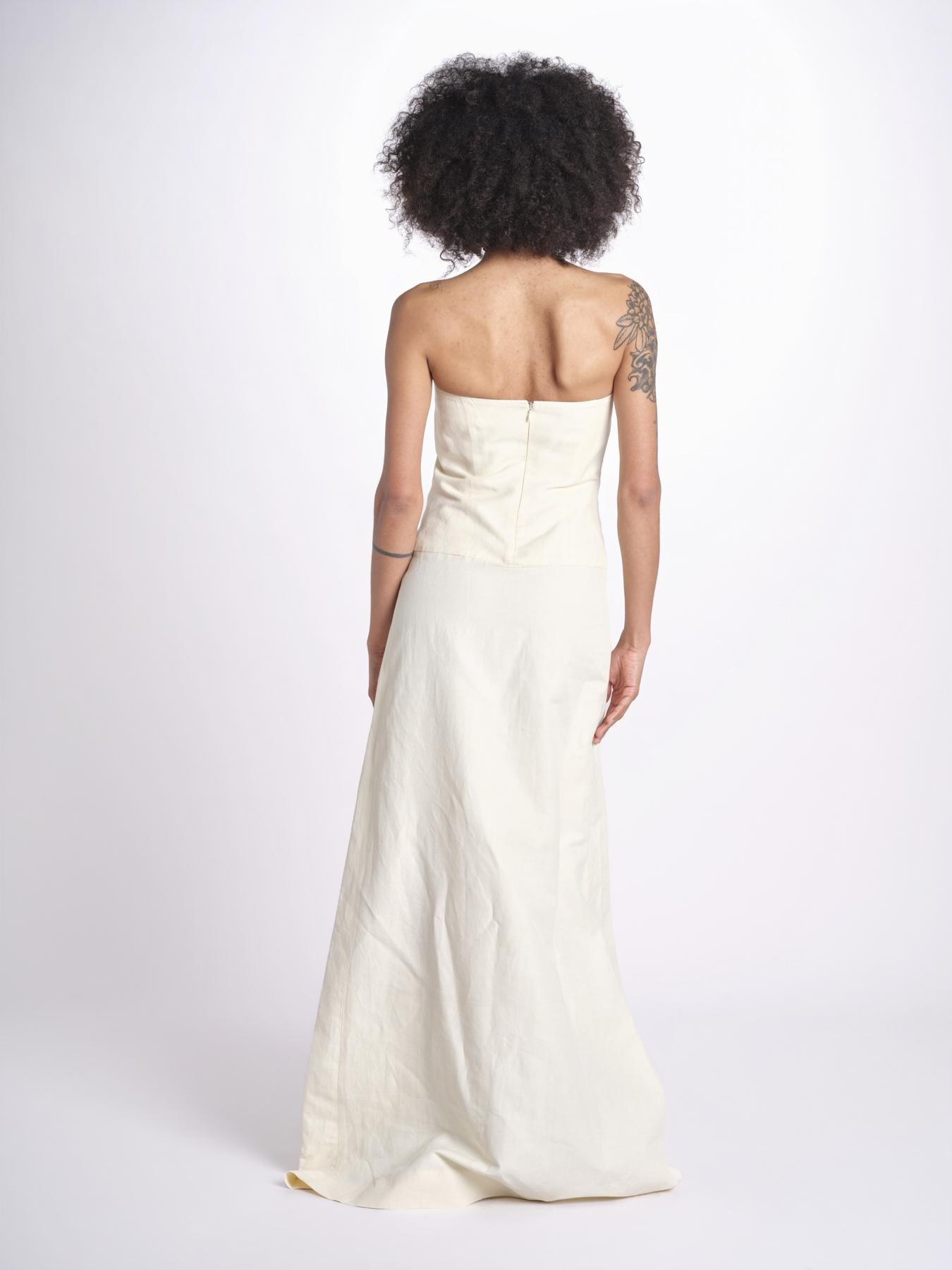 abito lungo con bustier ricamato ANOUK JA018 MILK fortela 