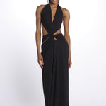 KALISA abito maxi con twist frontale KALISA DEEP BLACK amazuìn 