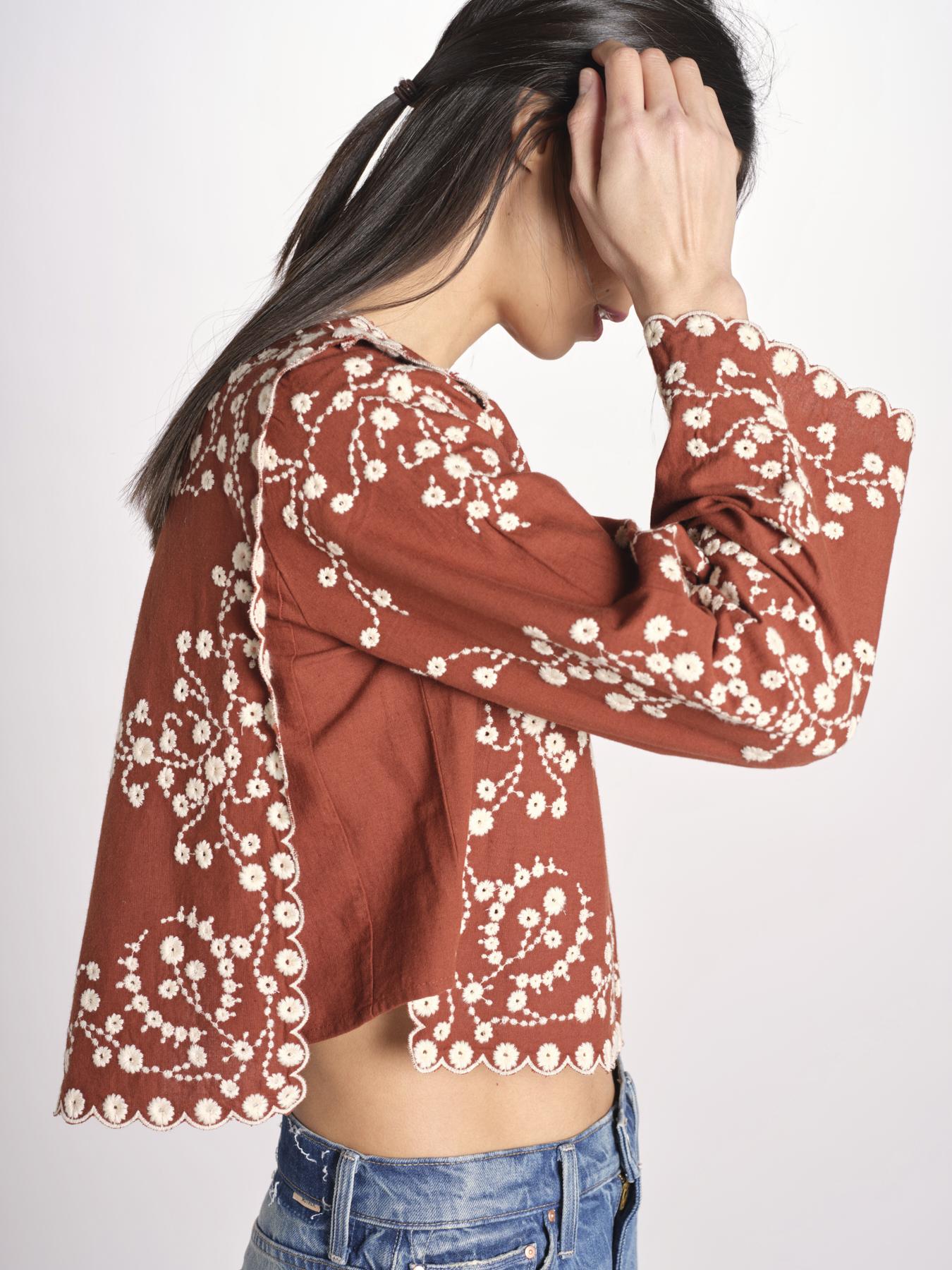 camicia m/l piu ricamo fiorellini 113 BROWN sea ny 