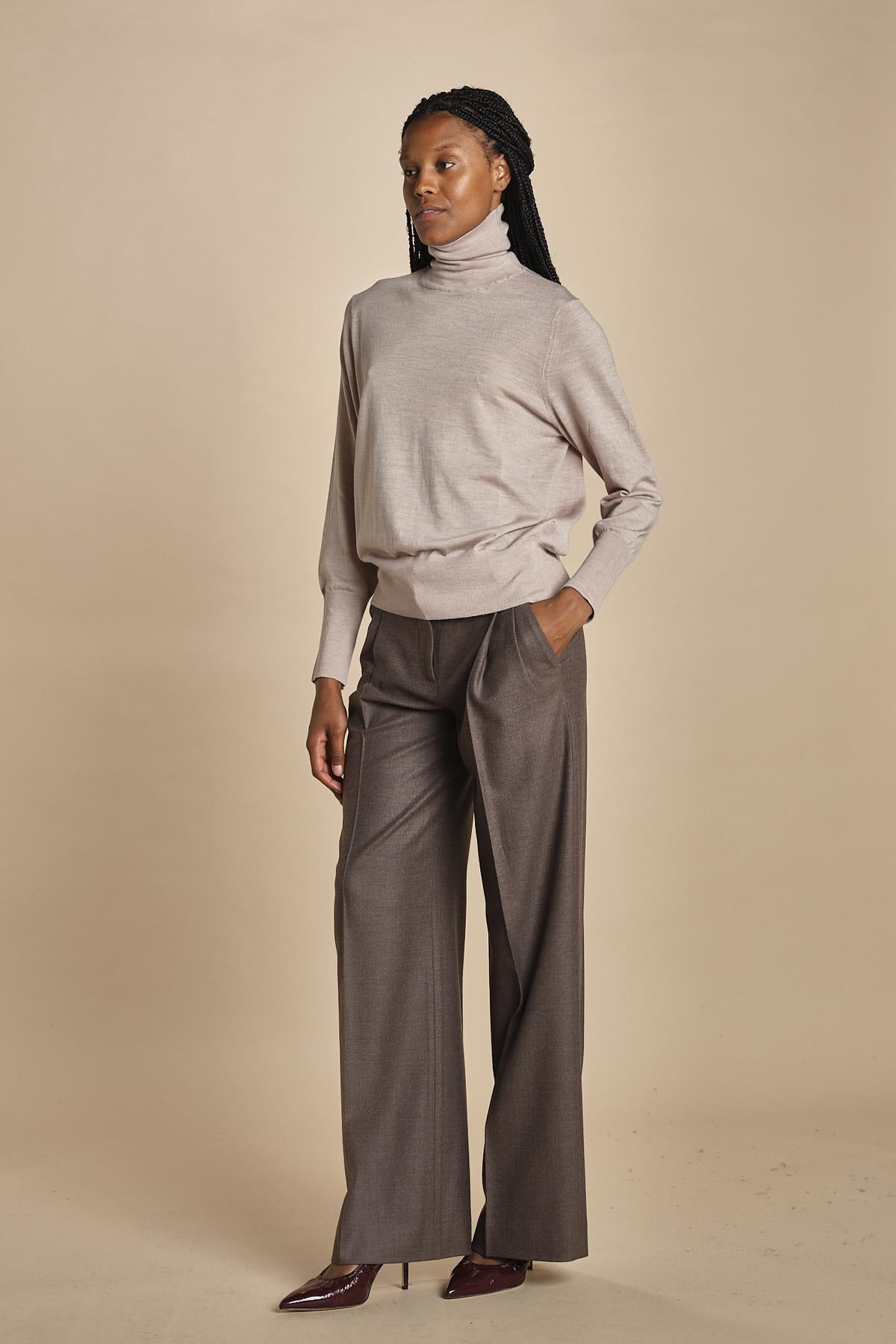 dolcevita over in lana merinos MIL LAU5 E20179 BEIGE milaura 