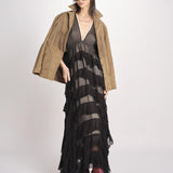 abito lungo a balze CHARLOTTE BLACK ECRU mes demoiselles 