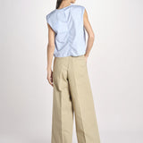 G121 top in popeline con rouches G121-0187-6321 CELESTE n21 