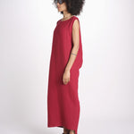 abito in lino con drappeggio U1620L ROSSO dusan 