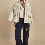 top manica corta con ricami LARISSA 108 CREAM sea ny 