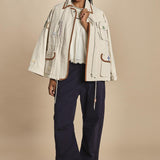 top manica corta con ricami LARISSA 108 CREAM sea ny 