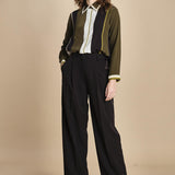 camicia con collo a pannelli BL_3261T OLIVA bodice 