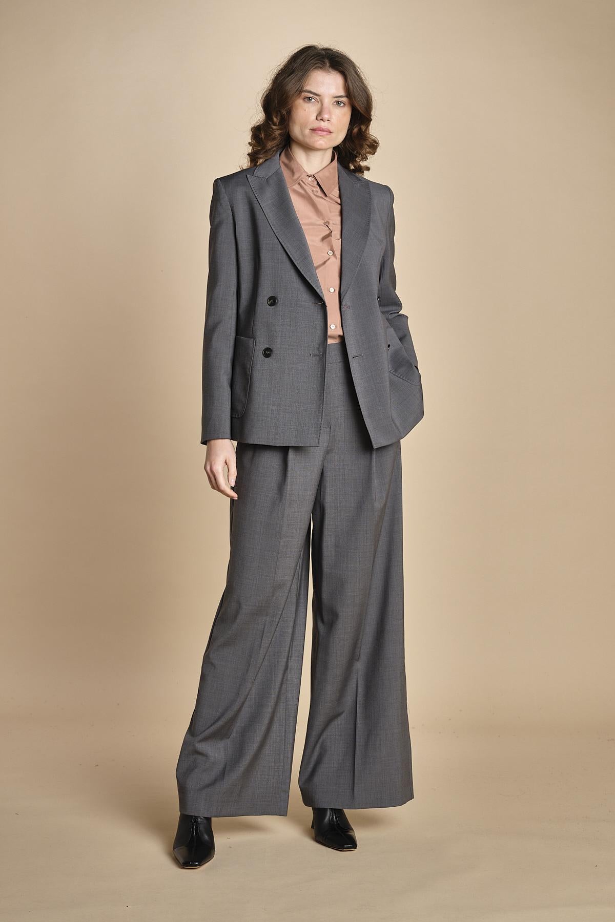 pantalone con pinces tela lana ADELFI 2525136072600 GRIGIO weekend maxmara 