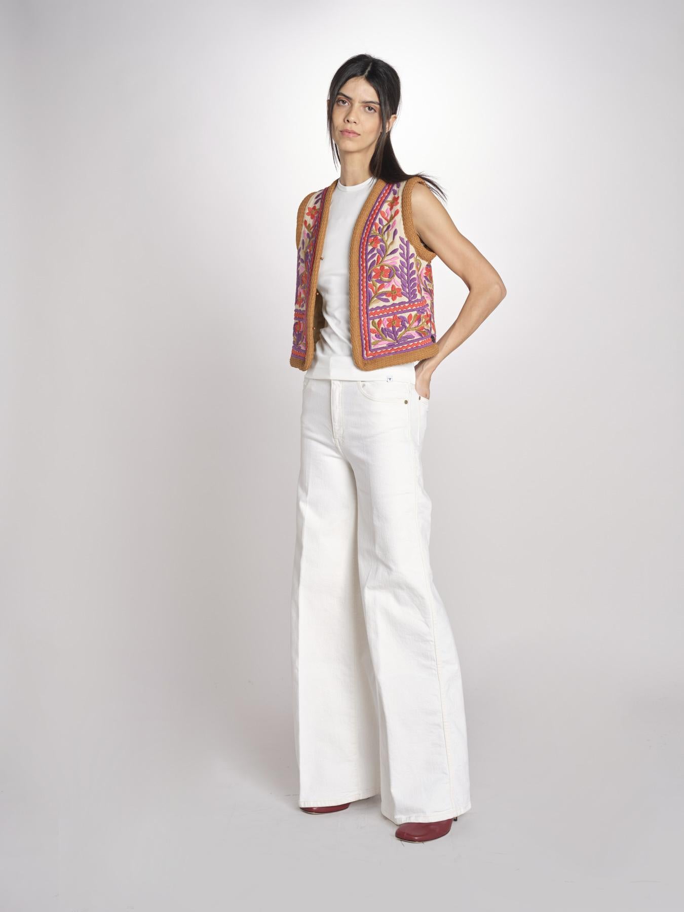 Gilet con ricami SUNA GILET SUNA1GIL CREAM antik batik 
