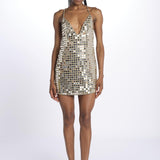 AIRALYSE mini abito con paillettes grande SS24 9228 CHAMPAGNE retrofete 
