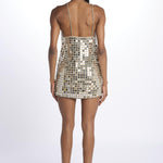 AIRALYSE mini abito con paillettes grande SS24 9228 CHAMPAGNE retrofete 