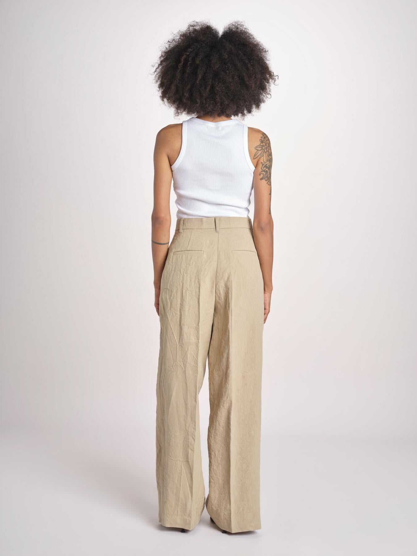 pantalone over in lino B042-3640-1231 NOCCIOLA n21 