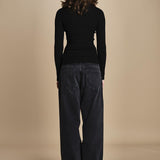 maglia girocollo a costine CAMB KNIT BLOUSE BLACK herskind 