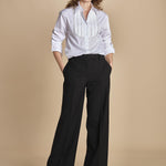 camicia con plastron di perline G023-0187-1101 BIANCO n21 