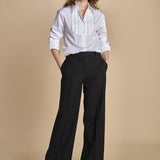 camicia con plastron di perline G023-0187-1101 BIANCO n21 