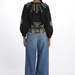 Camicia  KINGSLEY ricamo fiore 091 BLACK sea ny 