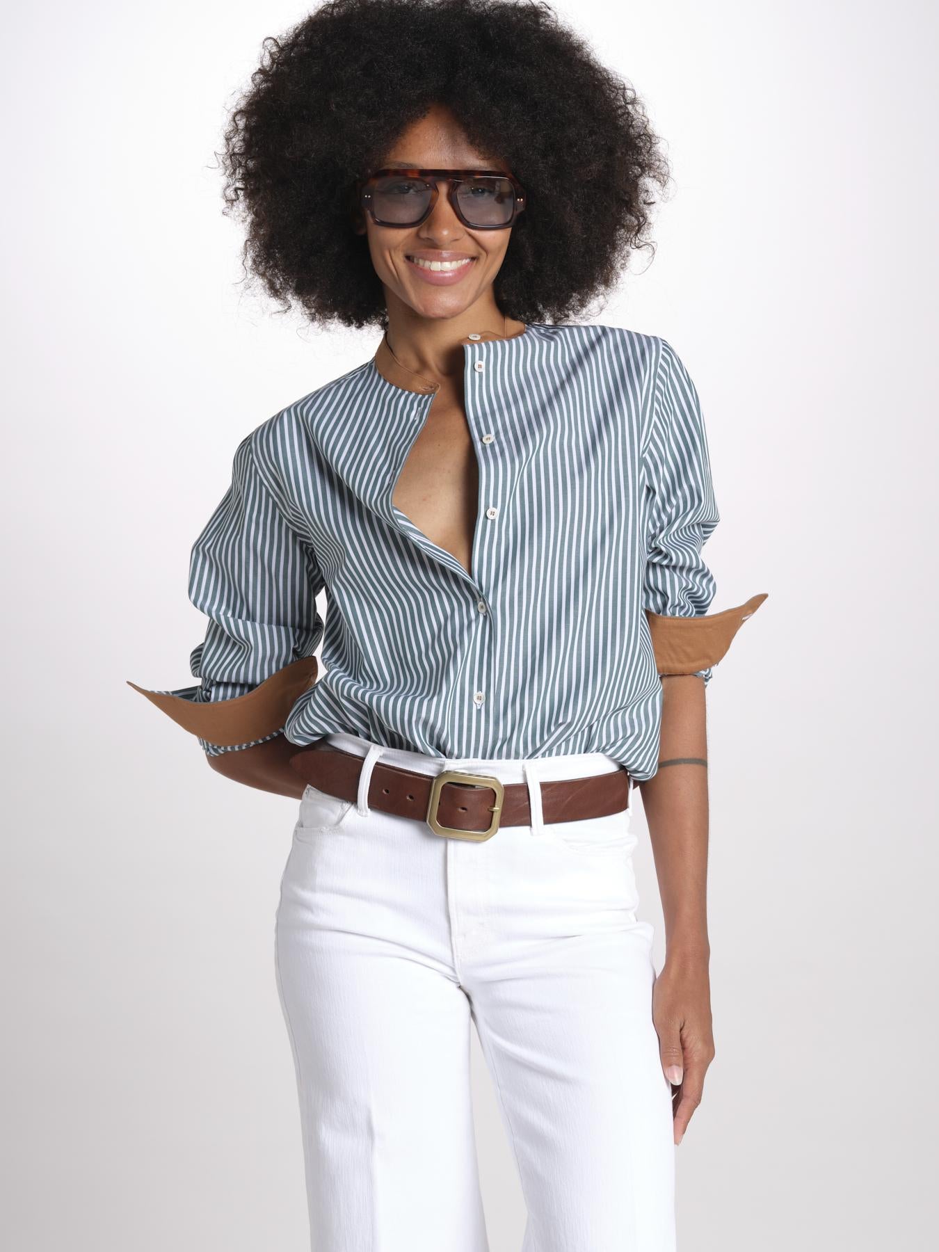 camicia a righe con collo guru MICA5630 BV milaura 