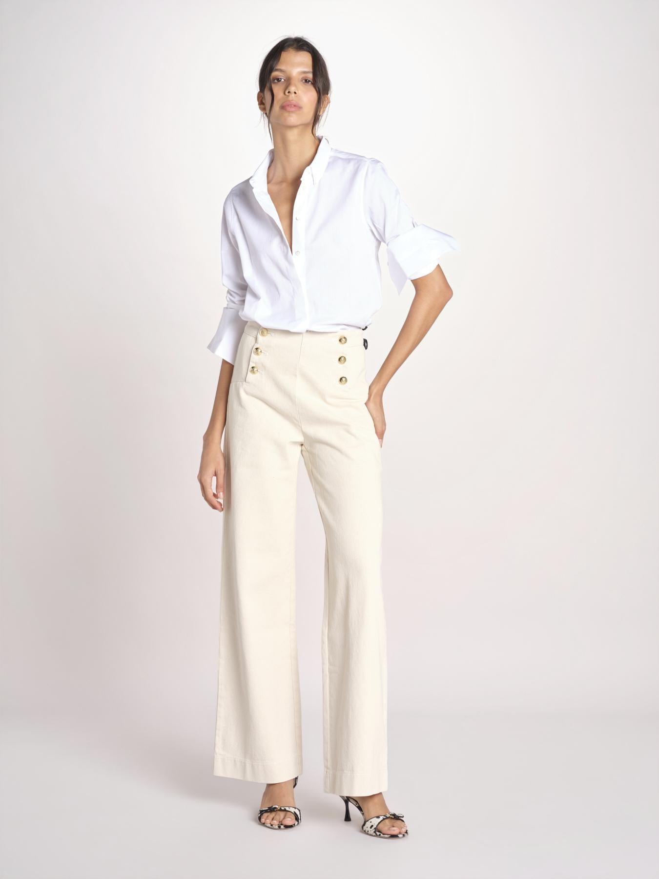 pantalone marinaio con bottoni oro MARINE COMFRTIBULL NATURAL true avenue 