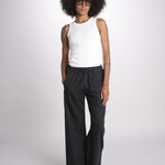 pantalone diritto con elastico in vita PENSIL BLACK BL true avenue 