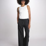 pantalone diritto con elastico in vita PENSIL BLACK BL true avenue 