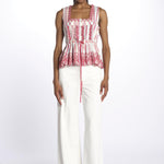 Top AMAYA righe + ricamo DM 1239 MULTI damson madder 