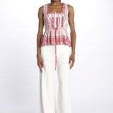 Top AMAYA righe + ricamo DM 1239 MULTI damson madder 