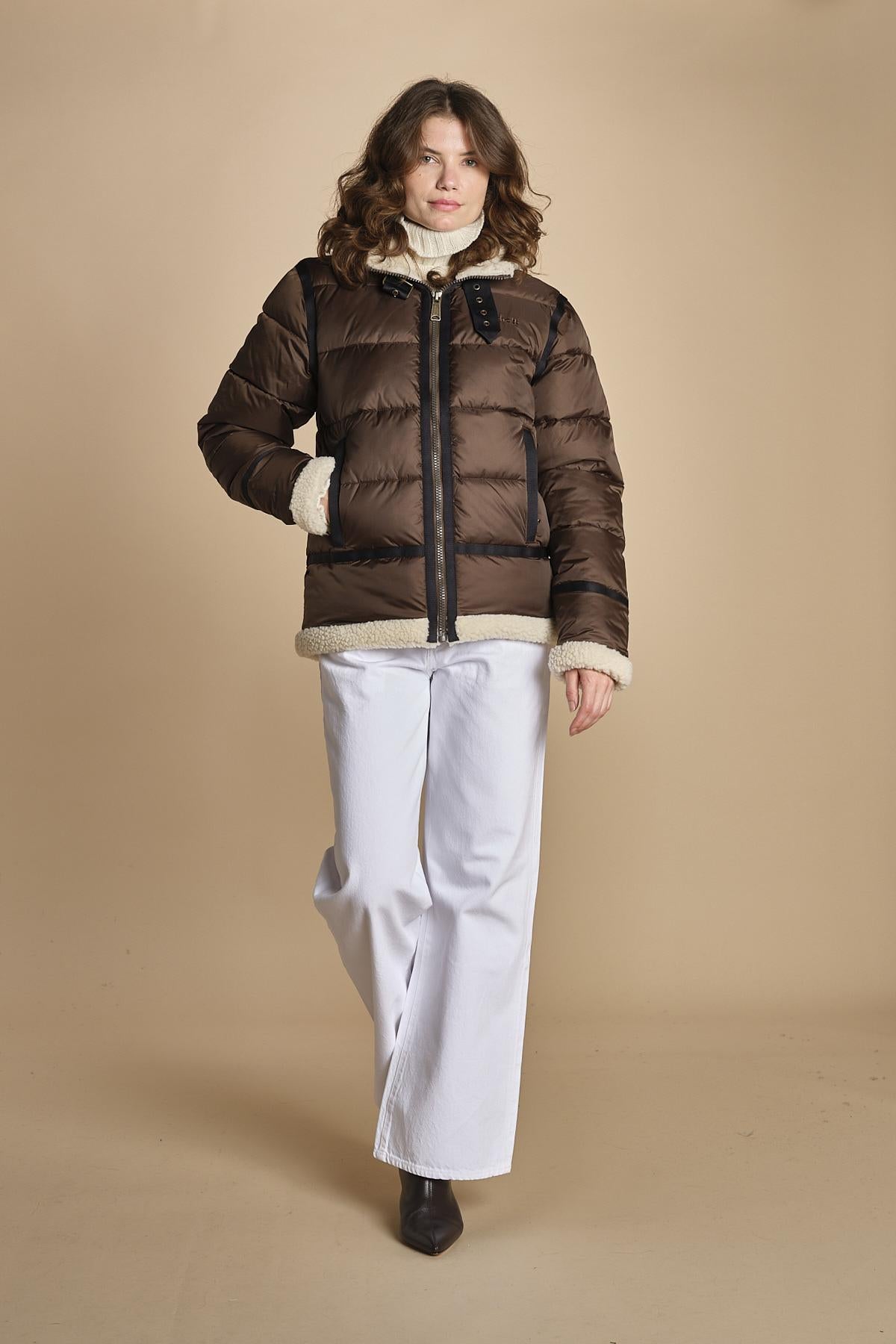 piumino con cappuccio IDAK2 BROWN schott 