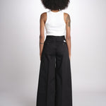 pantalone in lino con pinces PETRA PE98 BLACK nine in the morning 