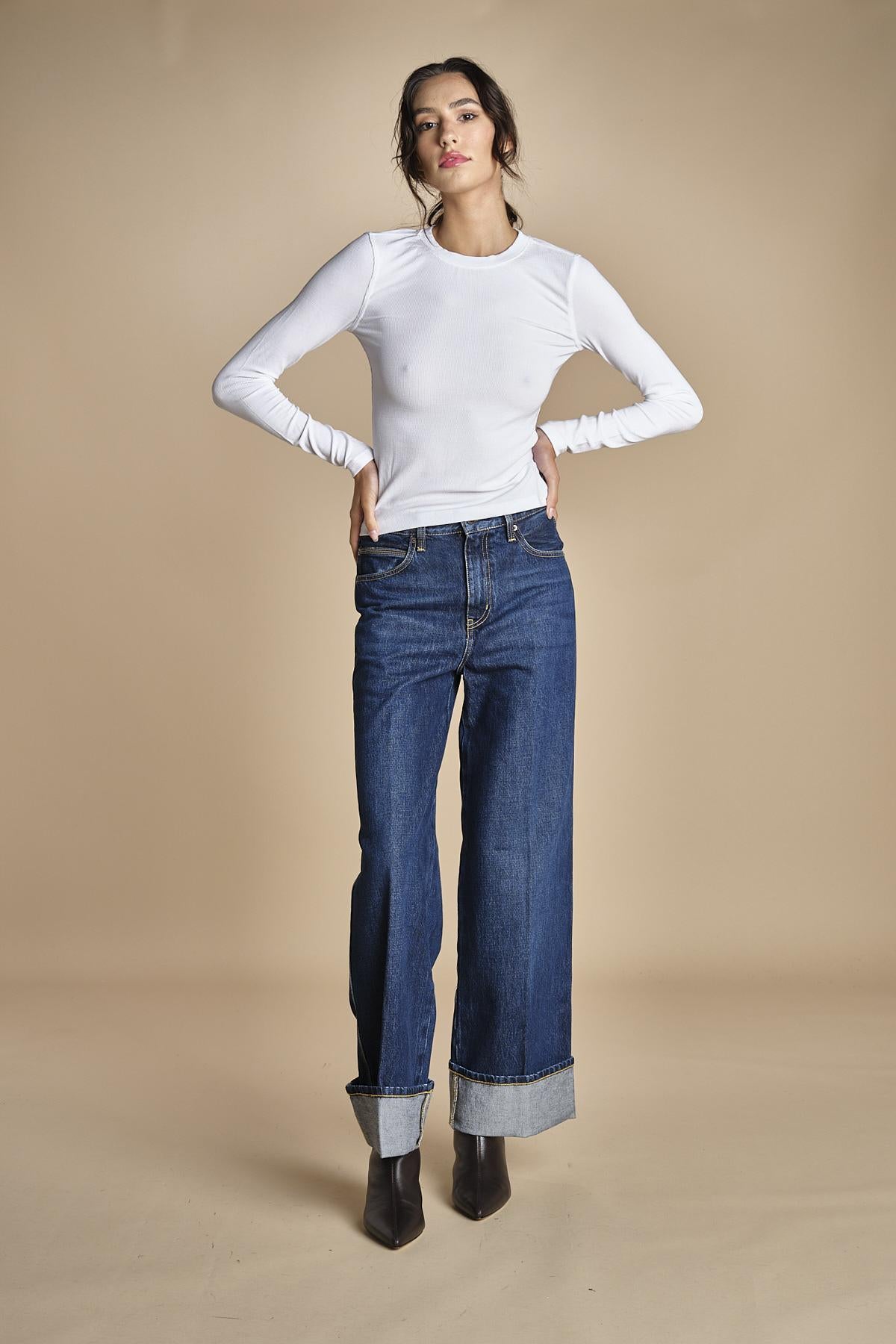 t-shirt a costine con manica lunga THE L/S RIB CREW WF25JKT013 WHITE frame 