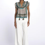 Top DEVI stampato con rouches 6499301 MULTI m.a.b.e. 