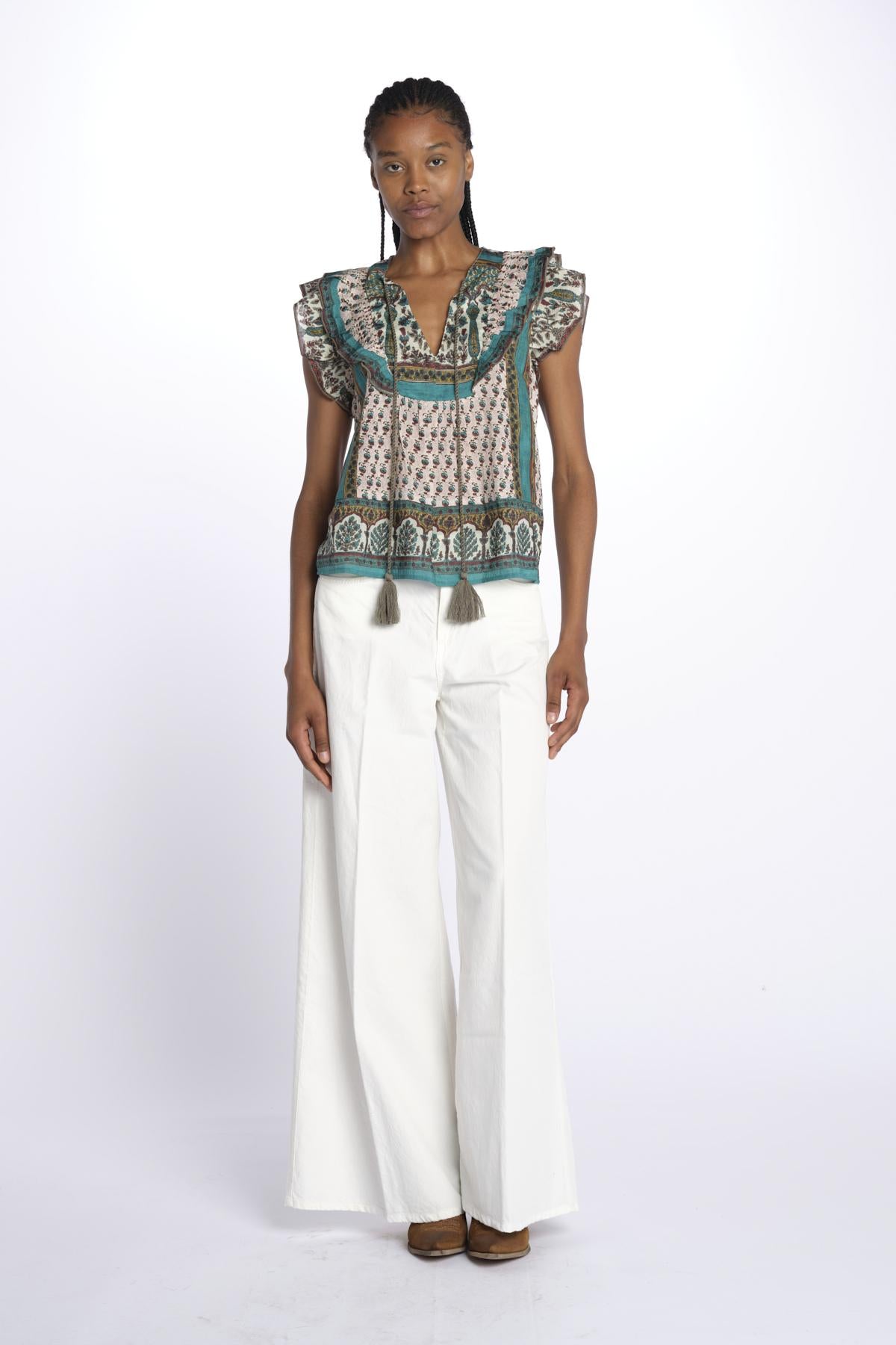 Top DEVI stampato con rouches 6499301 MULTI m.a.b.e. 