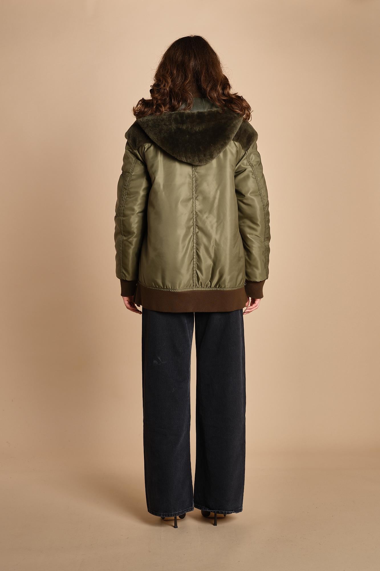 24065 giubbotto in nylon e pelliccia 24065350 MILITARE milaura 