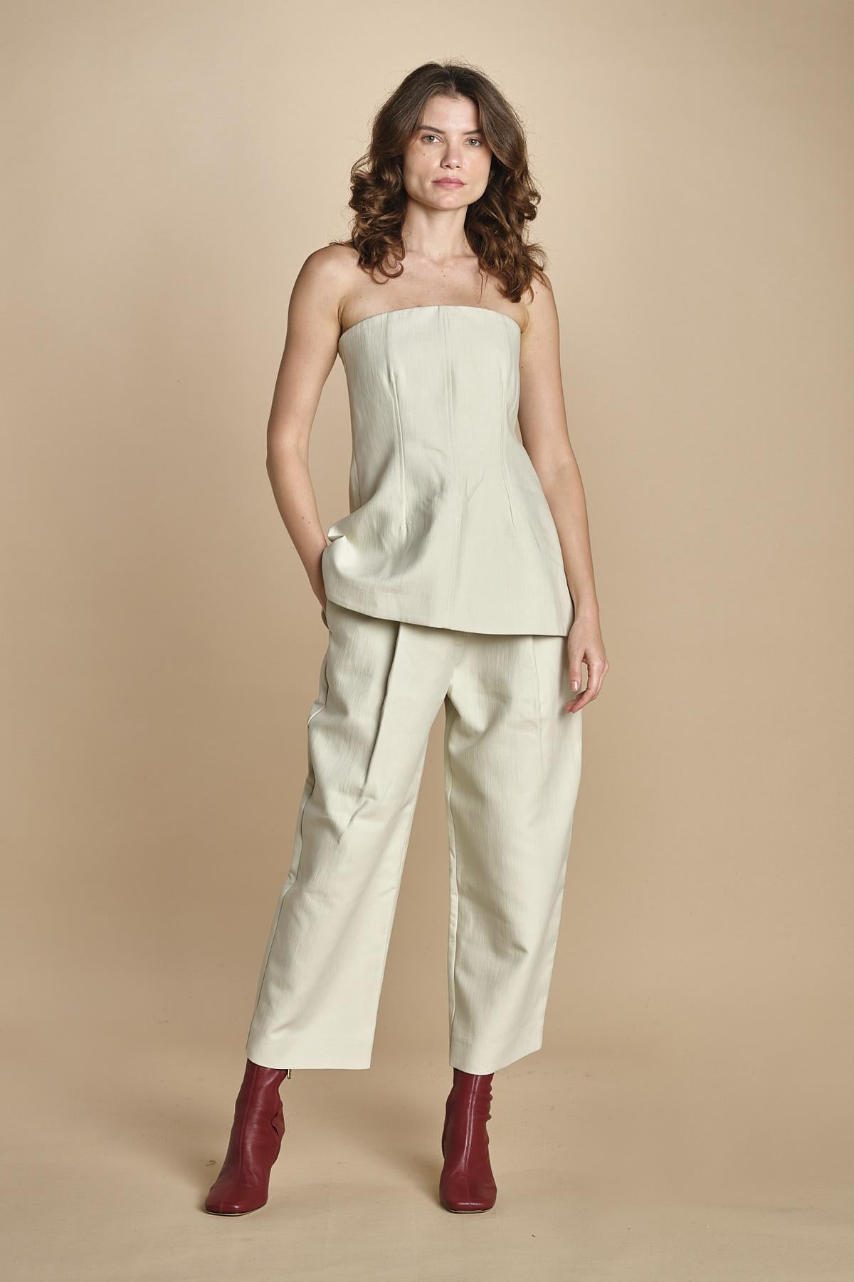 pantalone in cotone double FELLINI SNW SNW634 BIANCO studio nicholson 