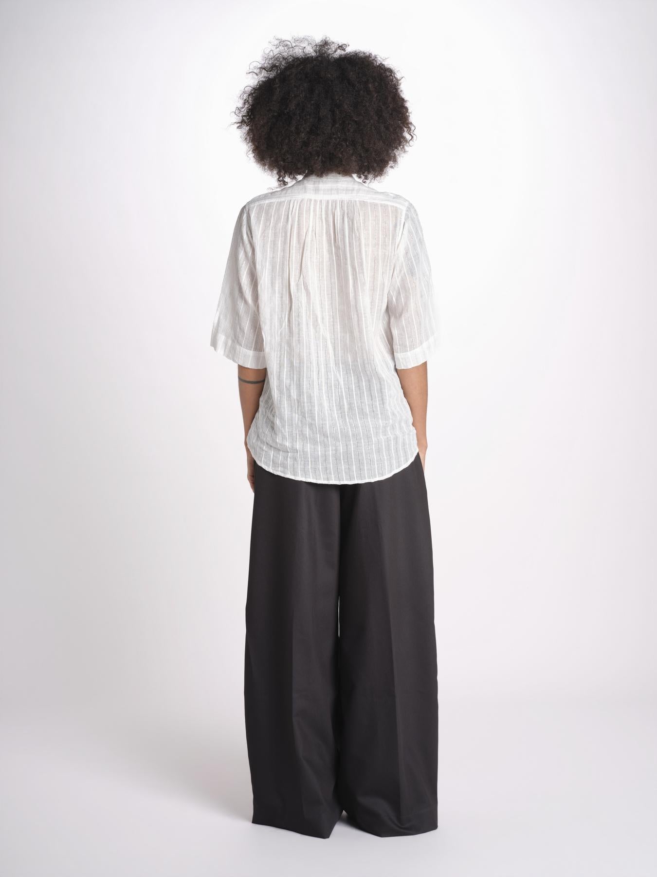 camicia gessata argento con rouches MAGRITASHORTSH73UMAGRIT-WHI WHITE laurence bras 