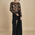 top in pizzo con manica lunga LENI BLACK malina 