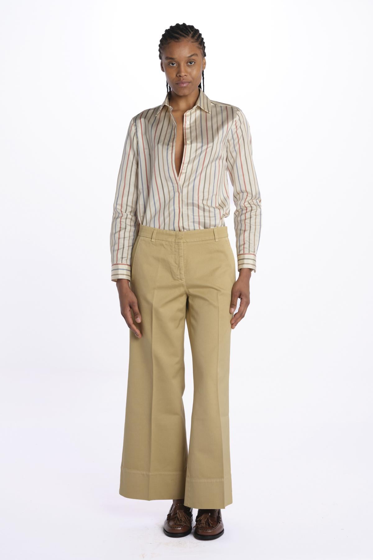 Pantalone MELODY D cropped cotone tinto capo MELODYD408801 12 quelledue 