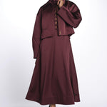 Abito MERLOT MIDI scollato + fiocchi 1970 BURGUNDY rebecca vallance 