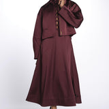 Abito MERLOT MIDI scollato + fiocchi 1970 BURGUNDY rebecca vallance 