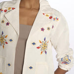 LORAINE giacca con fiori ricamati E25VE013 ECRU stella forest 