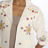 LORAINE giacca con fiori ricamati E25VE013 ECRU stella forest 