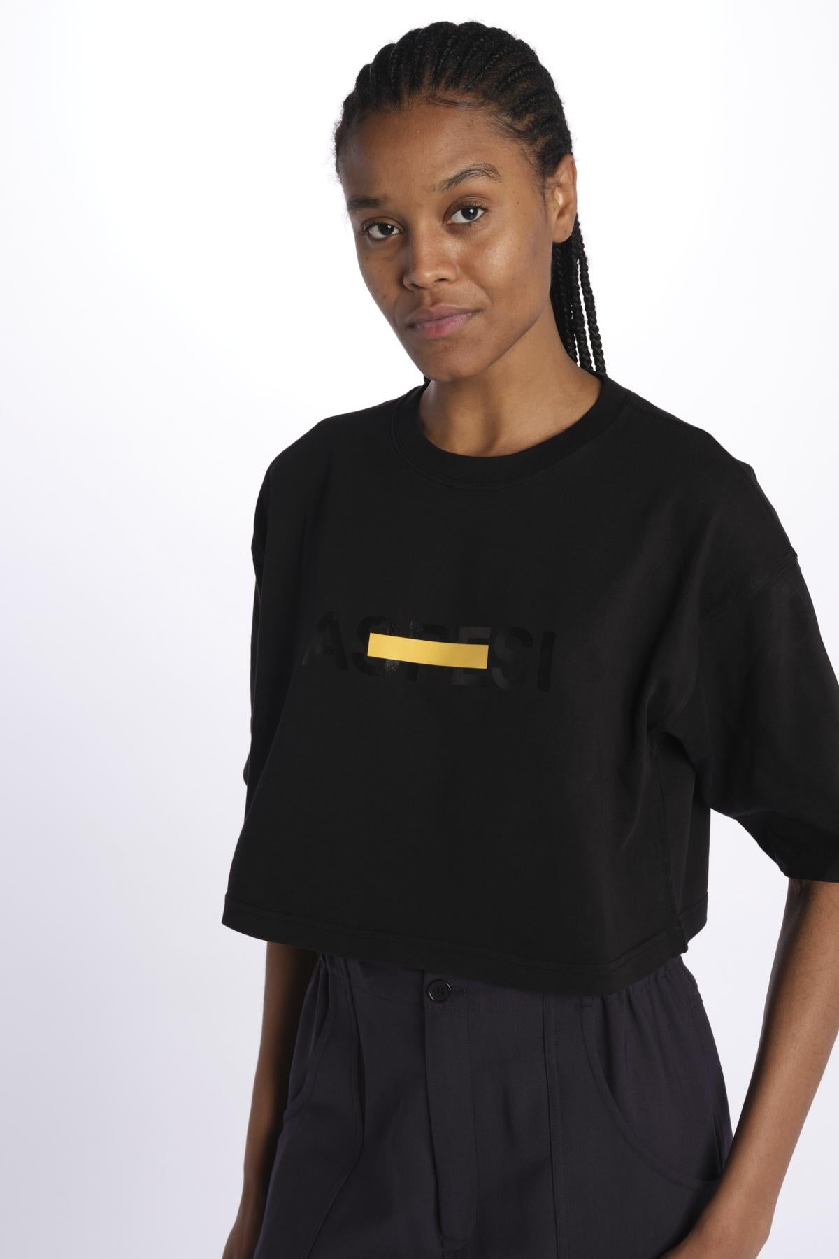 T-Shirt cropped logo Z500 NERO aspesi 