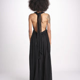 abito lungo scollato aperto CHANTAL BLACK christianzen 