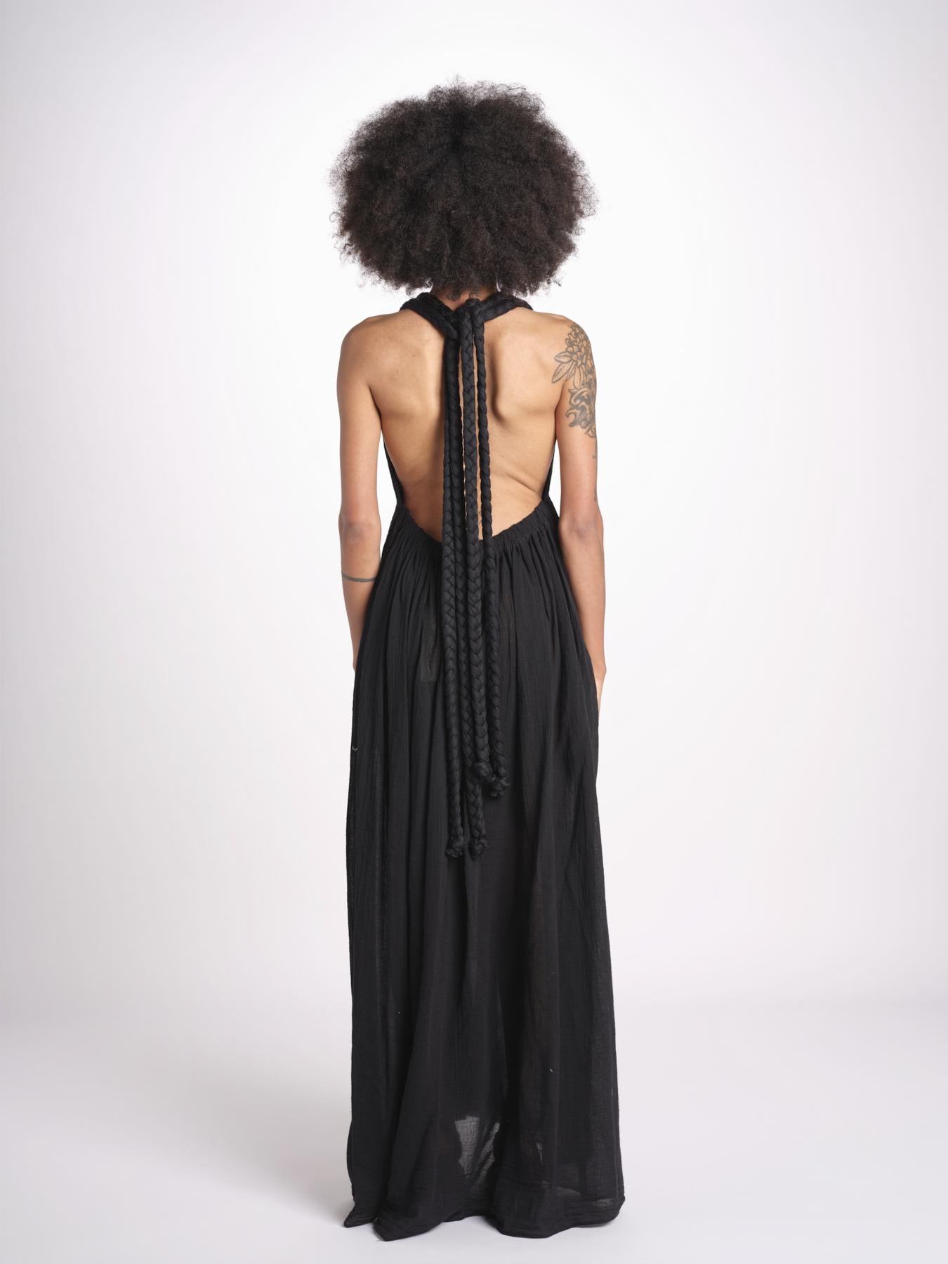 abito lungo scollato aperto CHANTAL BLACK christianzen 