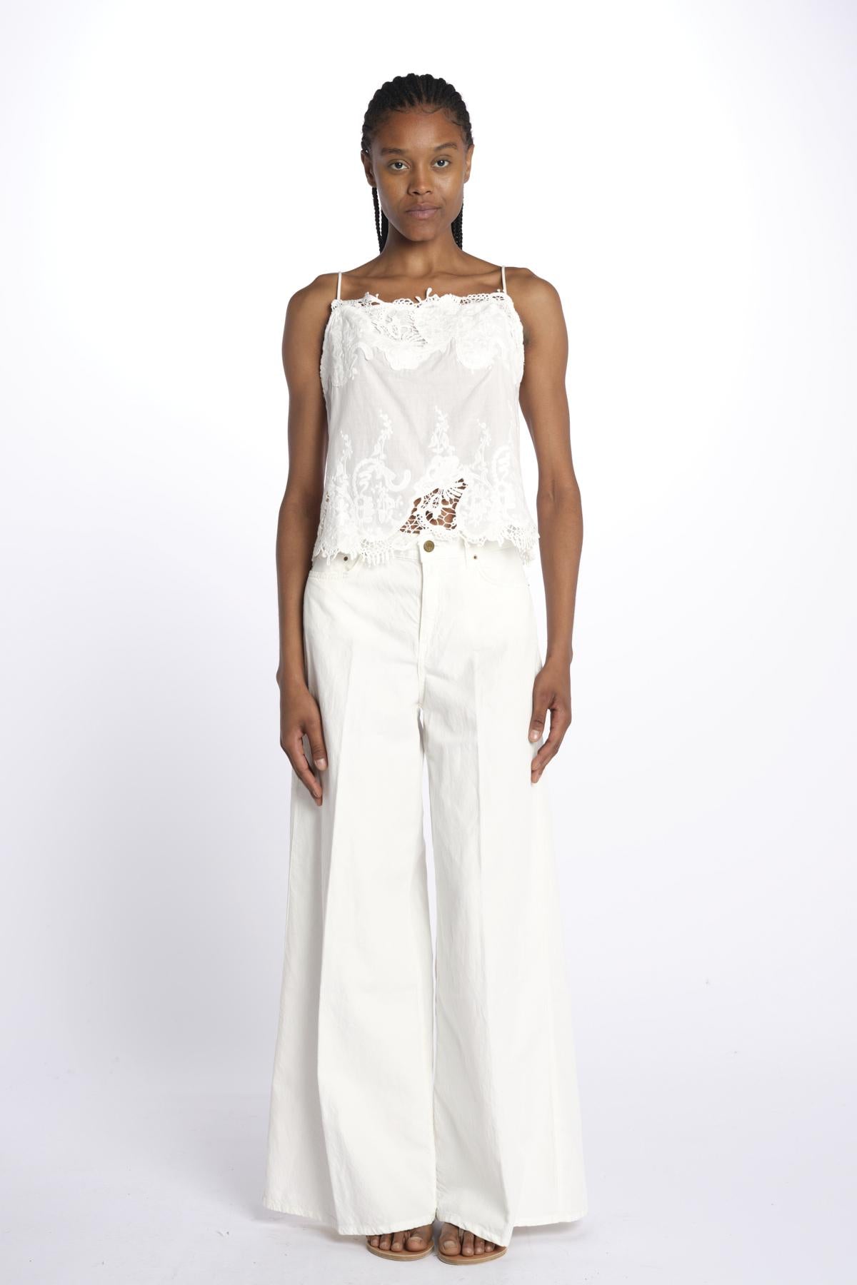 Top LACE spallina ricamato 337201 OFFWHITE farm rio 