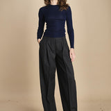 girocollo a costine manica luna in lana merino LAU30 E21210 BLU milaura 
