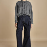 camicia voille lana con rouches MAGRITTE LIGHT GREY laurence bras 