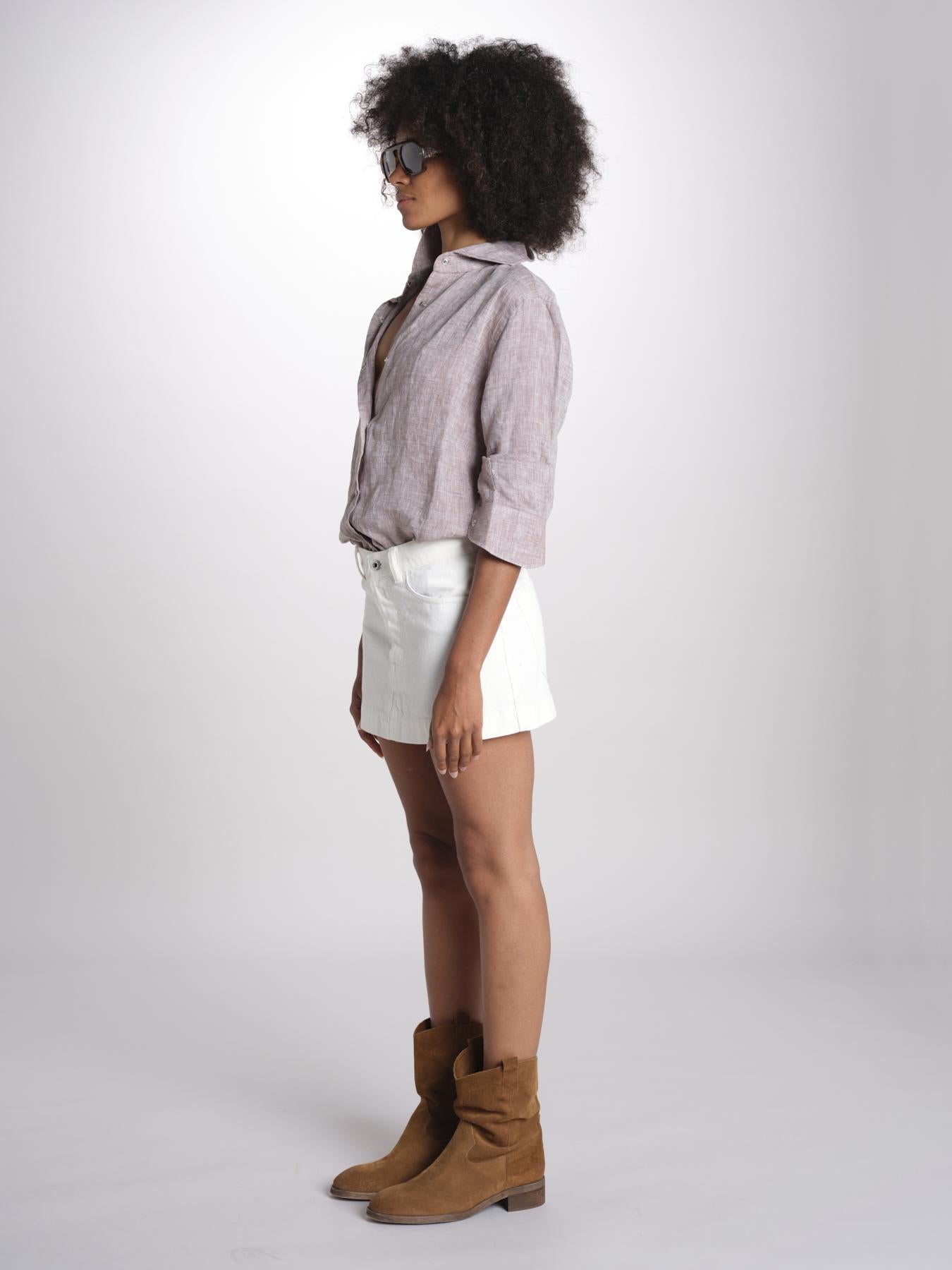 minigonna denim MIETTA C43 IVORY milaura 