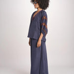 camicia in seta BE25261 NAVY RUST benaras soleil 