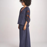 camicia in seta BE25261 NAVY RUST benaras soleil 